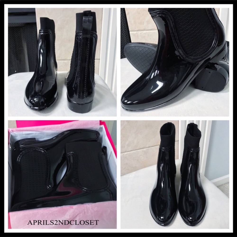 BLACK WATERPROOF ANKLE BOOTIES RAIN BOOTS A2C - Picture 11 of 16